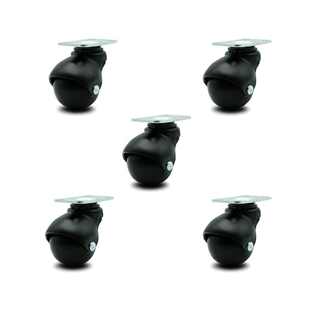 Service Caster 2 Inch Flat Black Hooded Top Plate Ball Casters, 5PK SCC-TP01S20-POS-FB-5
